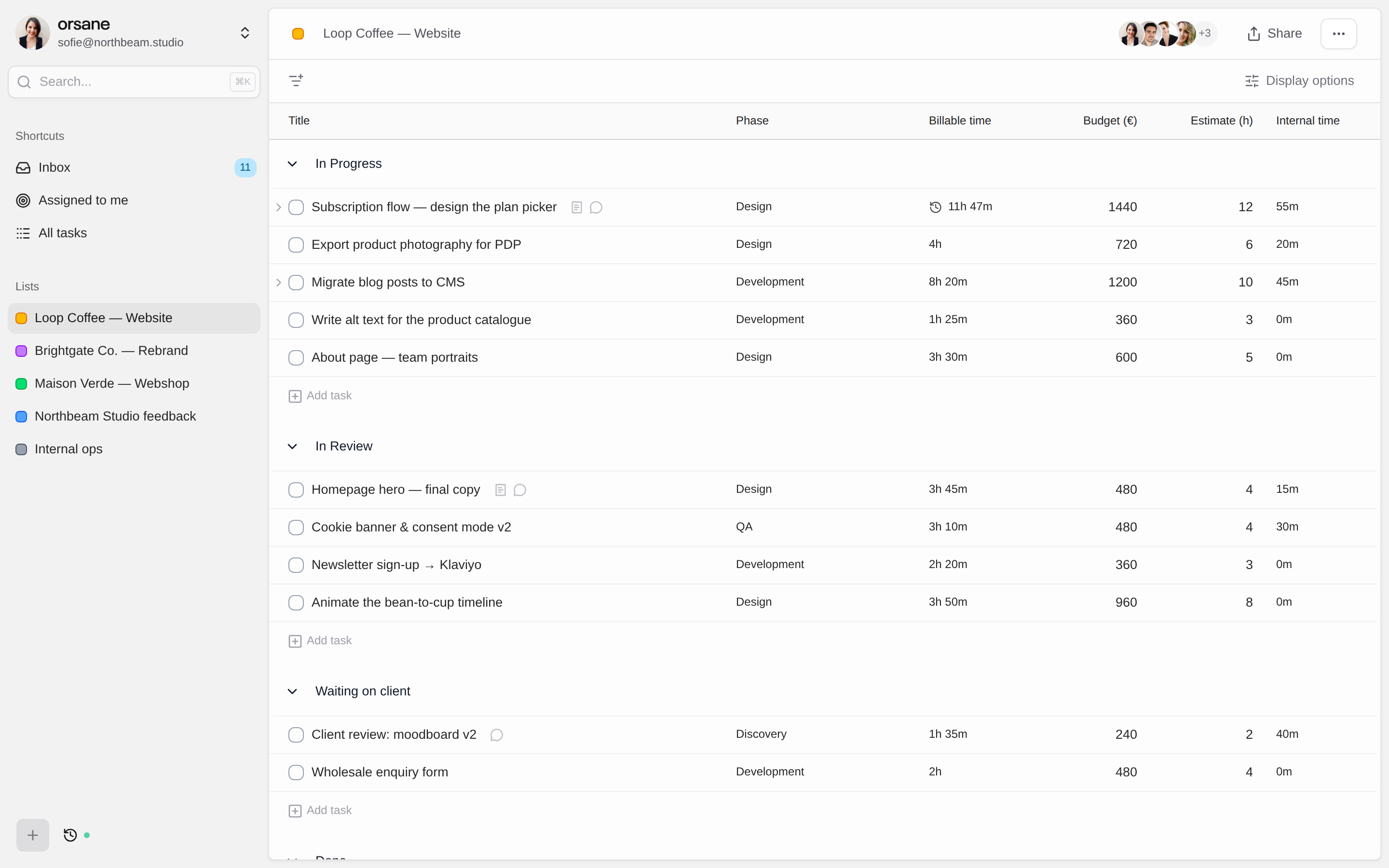 Custom attribute columns in an Orsane list